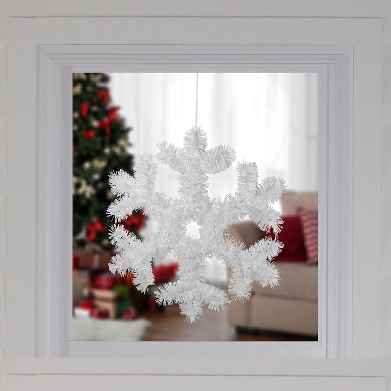 13.5" Tinsel Snowflake Christmas Window Decoration Bed Bath & Beyond